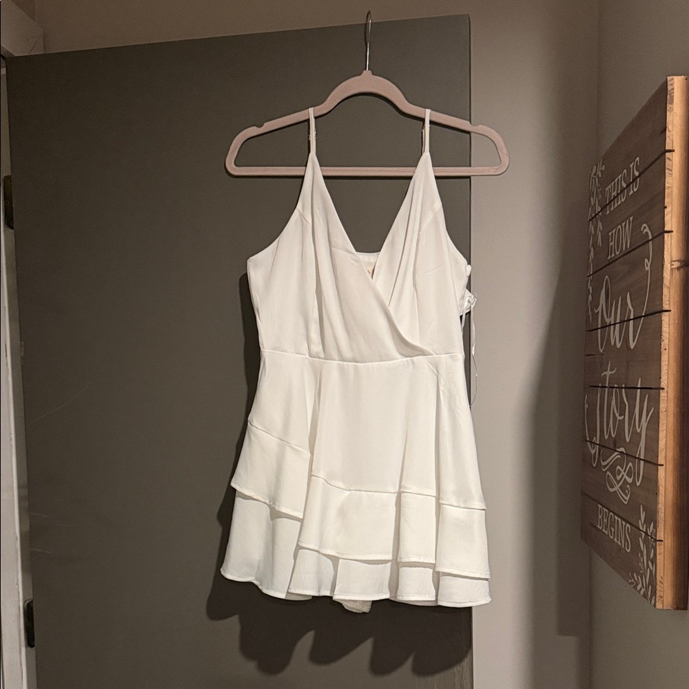 Altar'd State Ivory Ruffled Cami Dress